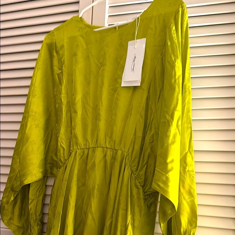 American Vintage NWT Large Anise Viscose Mini Dress Italian Designer - Picture 8 of 10